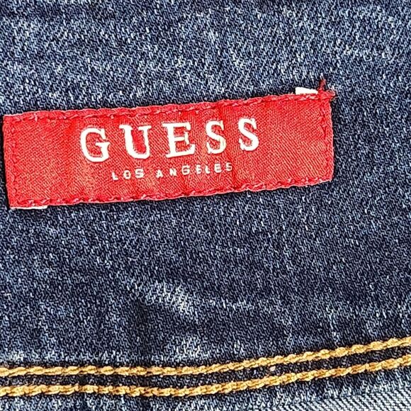 Guess Denim Pencil Skirt High Waist Button Front Blue Stretch Women's Medium - Picture 7 of 11